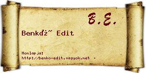Benkő Edit névjegykártya